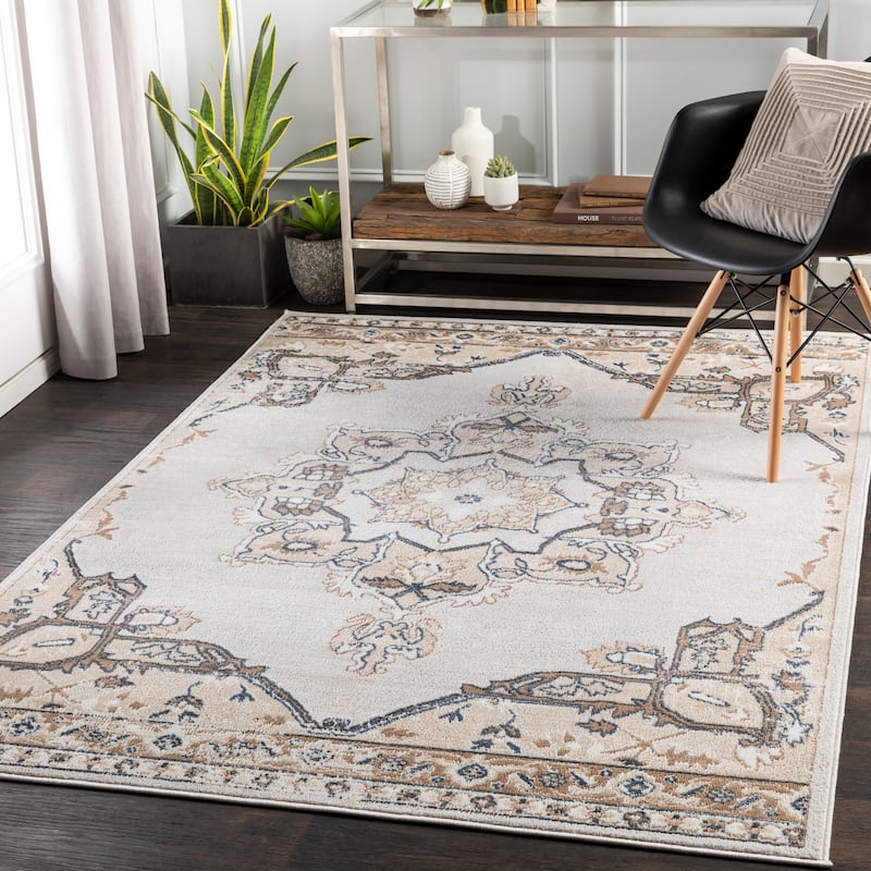 Moesha Traditional Medallion Area Rug - 5'2" x 7' - Khaki