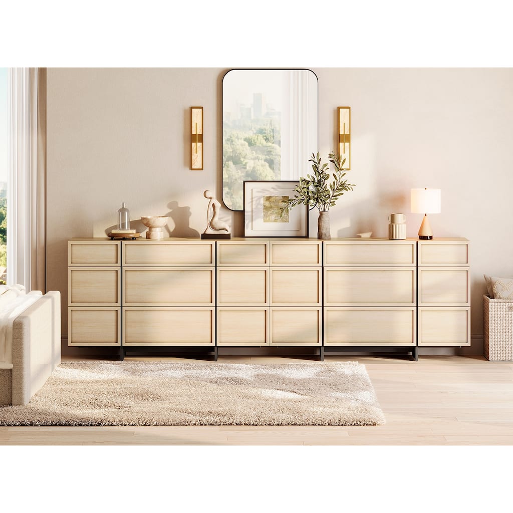 WAMPAT Modern Dresser With T-Shaped Legs - Wooden Storage Cabinet & Closet Organizer For Bedroom