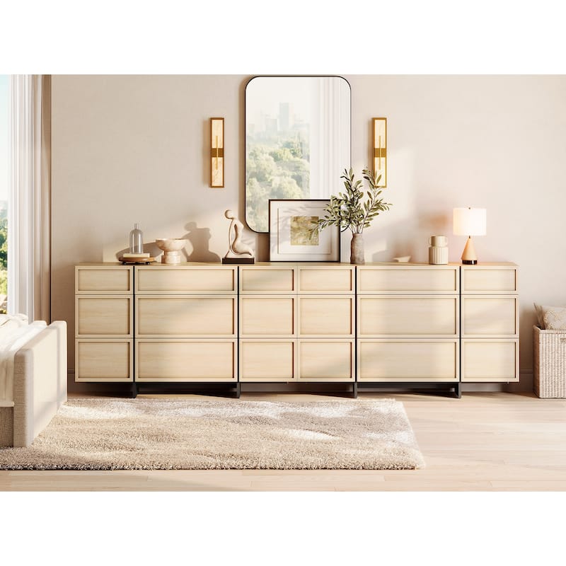 WAMPAT Modern Dresser for Bedroom, Wooden Chest of Drawers with T-Shaped Wood Legs