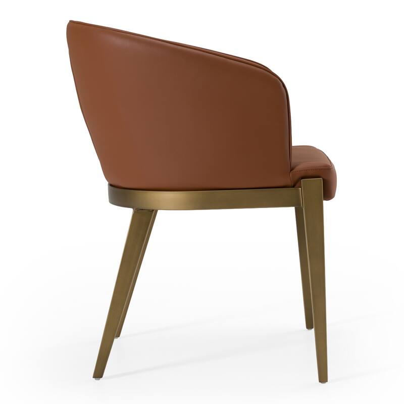 Modrest Aragon Modern Brown Vegan Leather & Brass Dining Chair