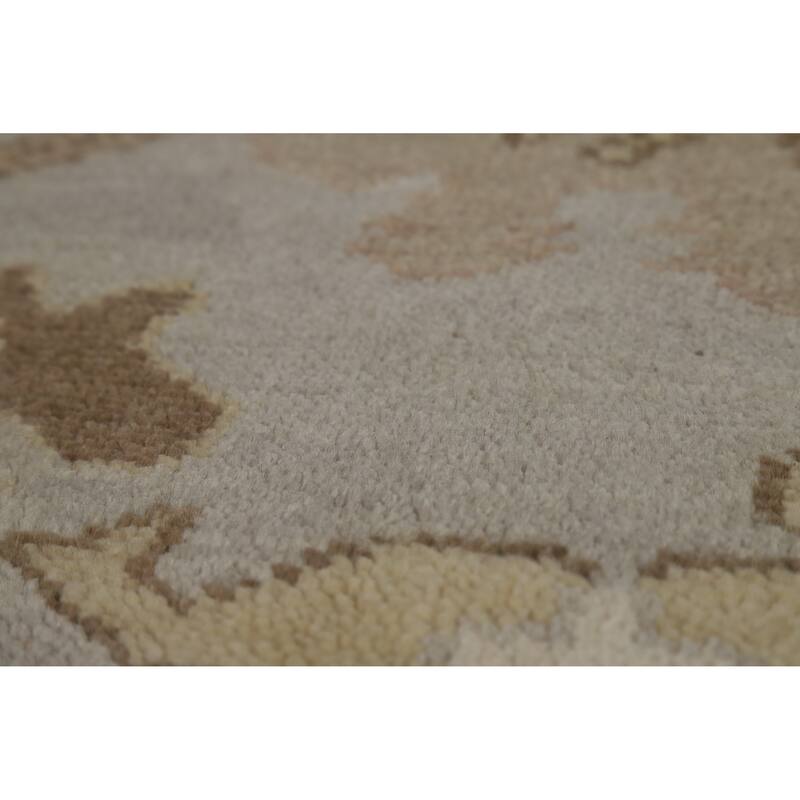 Gray Ivory Oushak Style Area Rug Handmade Wool Carpet - 9'1" x 11'10"