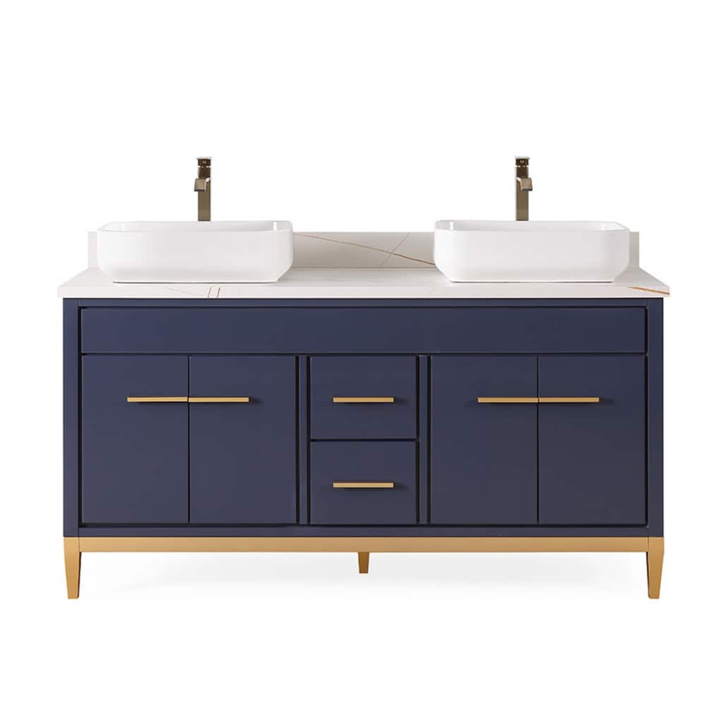 60" Tennant Brand Vessel sink Beatrice Double Sink Vanity