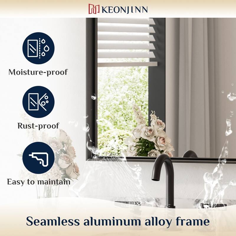 Keonjinn Aluminum Framed Wall Mount Bathroom Vanity Mirror