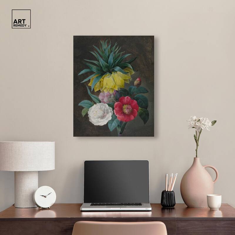 Four Peonies and a Crown Canvas by Art Remedy, Gallery Wrapped