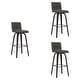 preview thumbnail 71 of 120, Skara Swivel Bar Stool, Upholstered Bar Height Chair with Bentwood Frame Set of 3 - Gray Faux Leather & Black