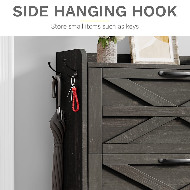 Moasis Farmhouse Flip Shoe Cabinet Shoe Storage Cabinet with 3 Flip Doors Adjustable Shelf - 31.4"L x 8.8"W x 53.1"H