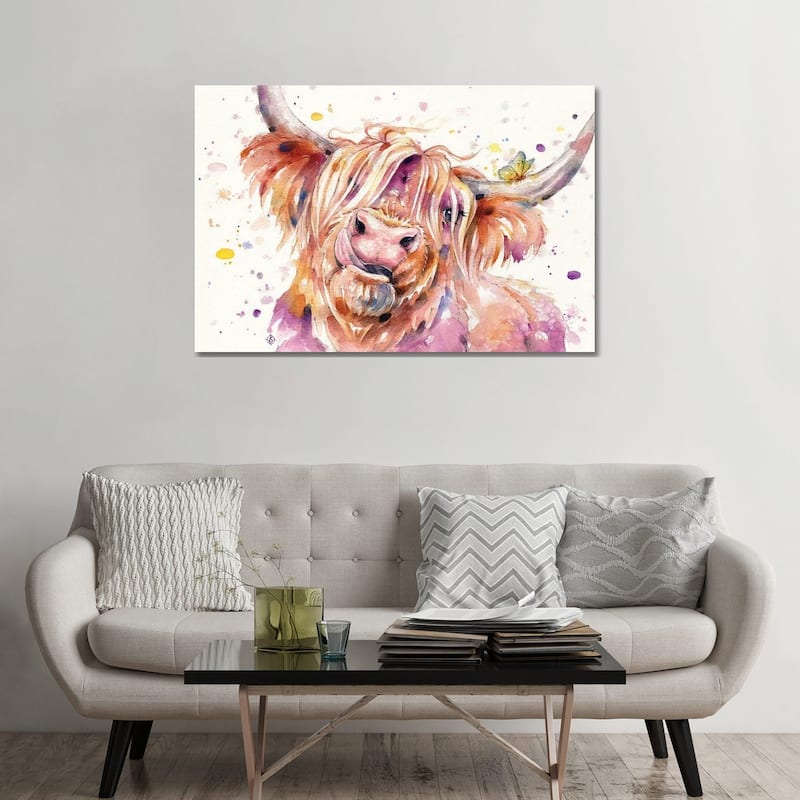 iCanvas "Bad Hair Don't Care (Scottish Highland Cow)" by Sillier Than Sally Canvas Print - 32x48x1.5