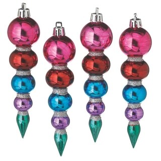 Shop Set Of 4 Multi Color Jewel Tone Shatterproof Finial Christmas