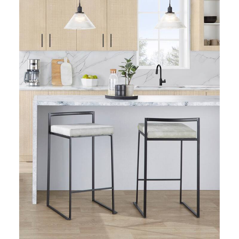 Porch & Den Forrest Contemporary Black Stackable Fully Welded Counter Stool (Set of 2)