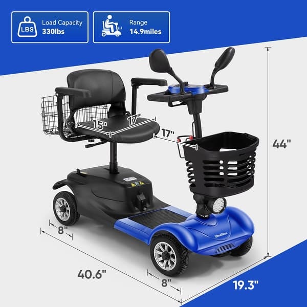 Folding Mobility Scooter for Adult, Powered Mobility Scooter, Motorized Scooter Collapsible with 350W Motor, Ideal for Elderly