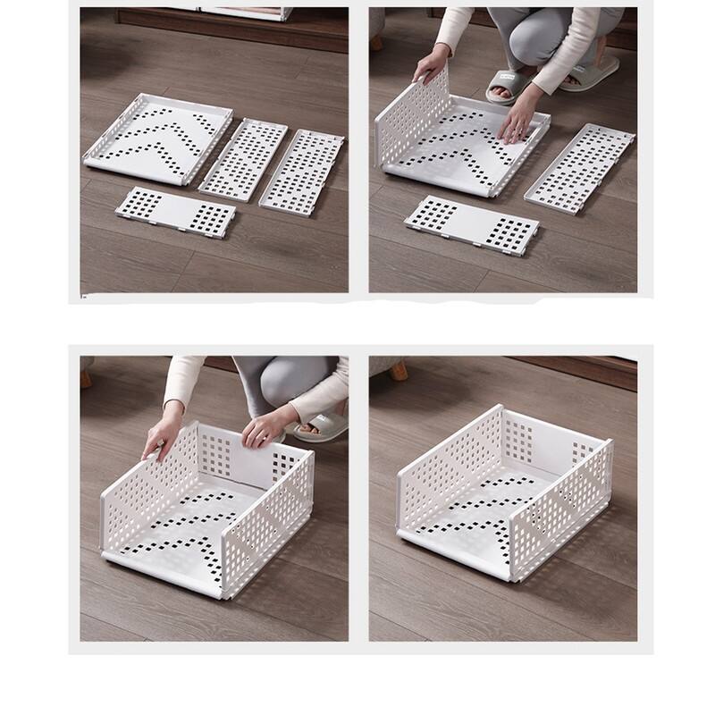 HANAMYA Folding and Stackable Storage Shelf, Set of 4