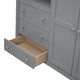 preview thumbnail 7 of 15, Safety Guaranteed Wood Loft Bed with Built-in Wardrobe, Desk, Storage Shelves and Drawers, Full Size, Grey