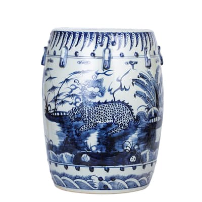 Blue and White Kylin Garden Stool