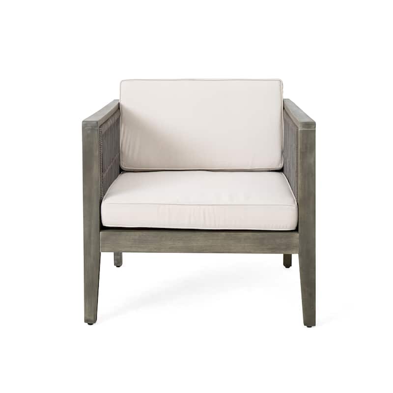 Remy Outdoor Acacia Wood 4 Pieces Patio Chat Set by Christopher Knight Home