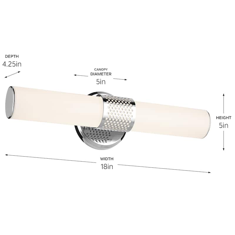Kichler Lighting Sashi 18" Bath Bar Small LED with White Glass in Chrome