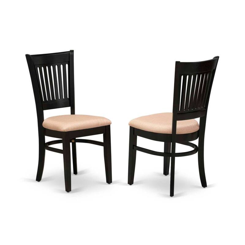 HomeStock 7-Pc Rectangle Black Finish Solid Wood Top Dining Table with 6 Chairs with Slat Back