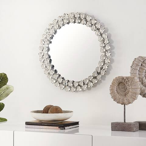 SAFAVIEH Wenla 24-inch White Floral Round Wall Accent Mirror - 20.5" x 1" x 20.5"