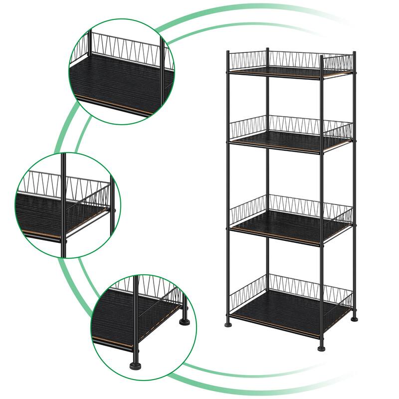 4 Tier Organizer Shelf Storage Rack for Floor Metal Wire Rack Shelving Standing Shelf