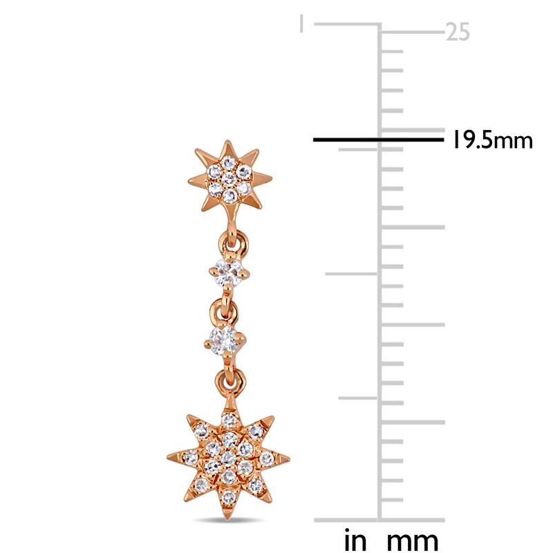 Miadora 14k Rose Gold 1/8ct TDW Diamond Clustered Stardust Drop Earrings - 6 mm x 1 mm - 6 mm x 1 mm