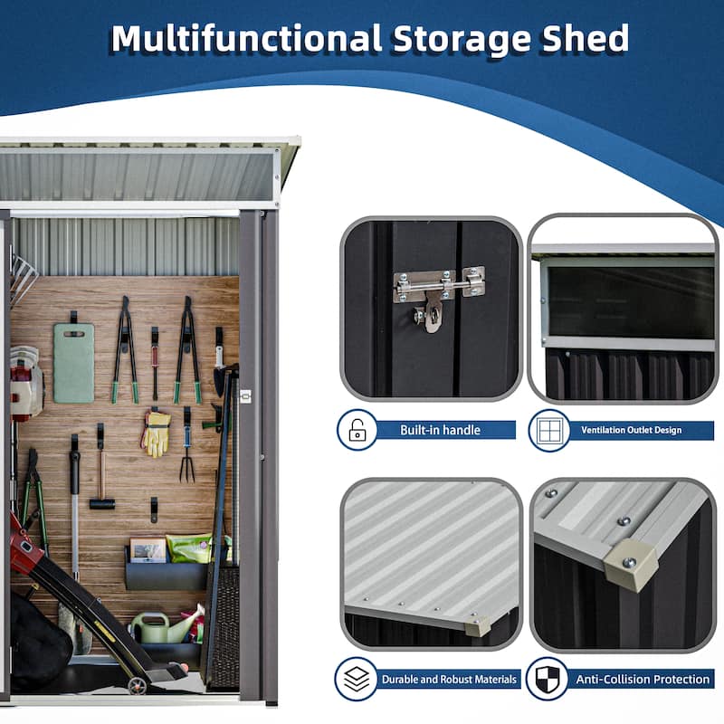 Futzca Outdoor Storage Shed with Ventilation, Multi-Purpose Tool Shed
