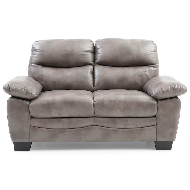 Flared Padded Arm Faux Leather Straight Sofa - 59" - Gray