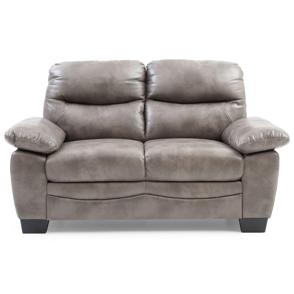 Flared Padded Arm Faux Leather Straight Sofa - 59" - Gray