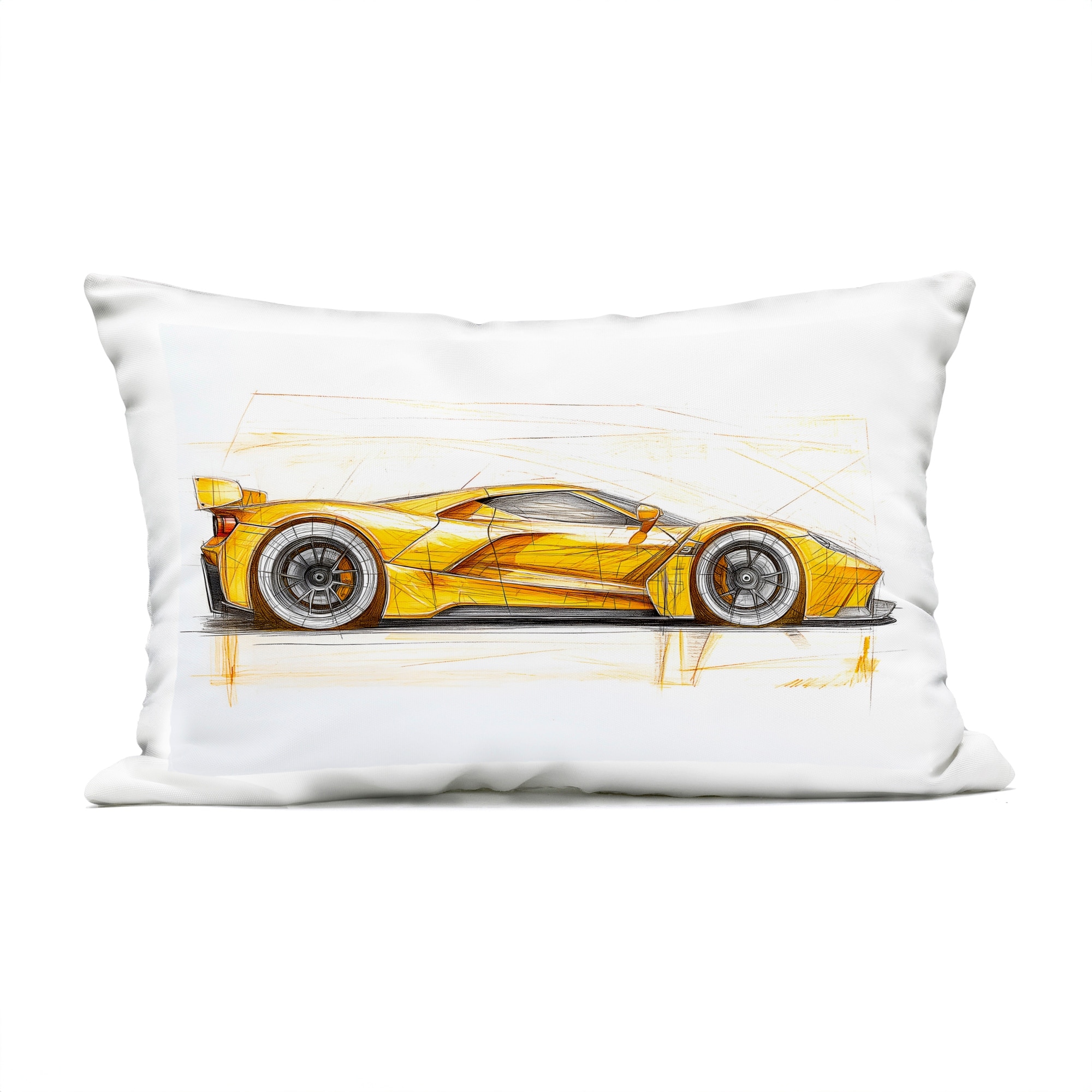 Stupell Yellow Sports Car Whimsicality Printed Outdoor Throw Pillow Design by Steve Hunziker