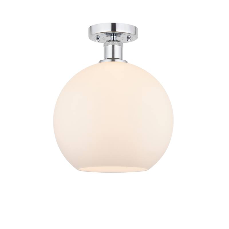 Innovations Lighting Edison Athens - 1 Light 10" Semi-Flush Mount - Polished Chrome/Matte White