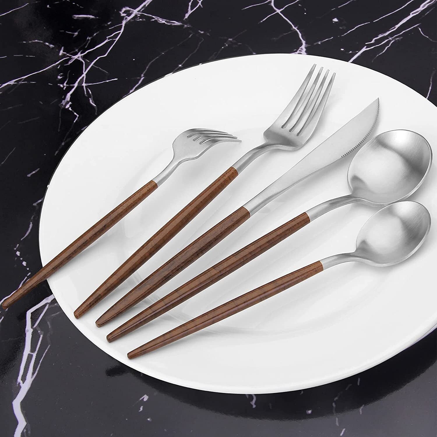 Vanys Matte Black Silverware Flatware Cutlery Set Stainless Steel Service  for 4