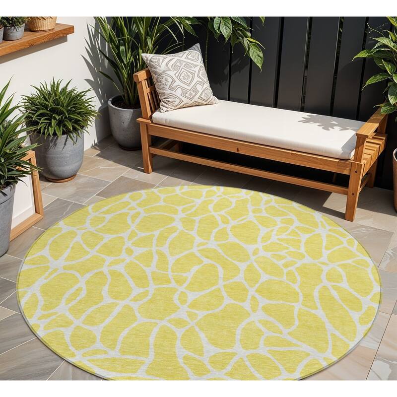 HomeRoots Geometric Transitional Rectangle Outdoor Rug - 8' Round