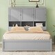 preview thumbnail 3 of 10, Queen Size Platform Bed with 4 Under-bed Drawers and Storage Headboard, Solid Wood Construction