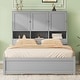 preview thumbnail 3 of 18, Queen Size Platform Bed with Storage Headboard and 4-Drawers, Grey