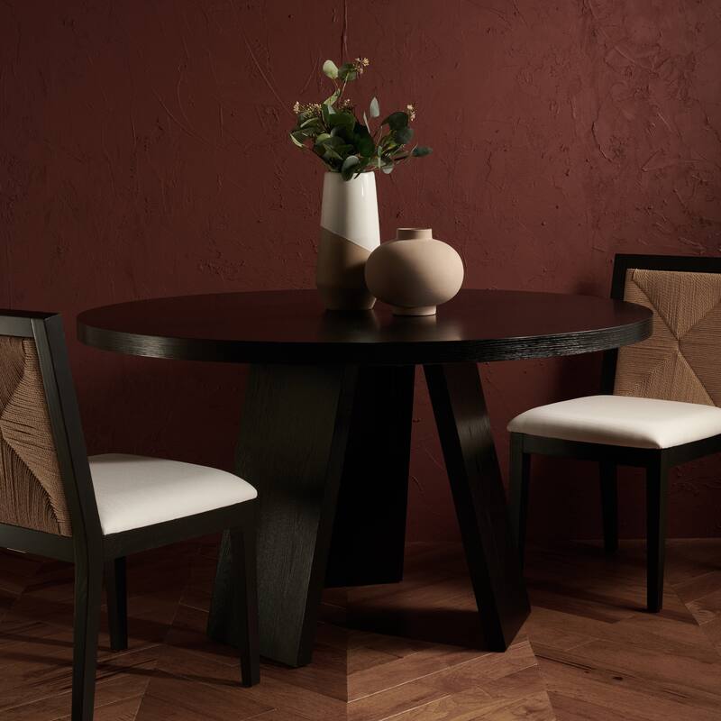 SAFAVIEH Couture Francelina 54" Wood Dining Table - 54 In W x 54 In D x 30 In H - 54Wx54Dx30H - Black