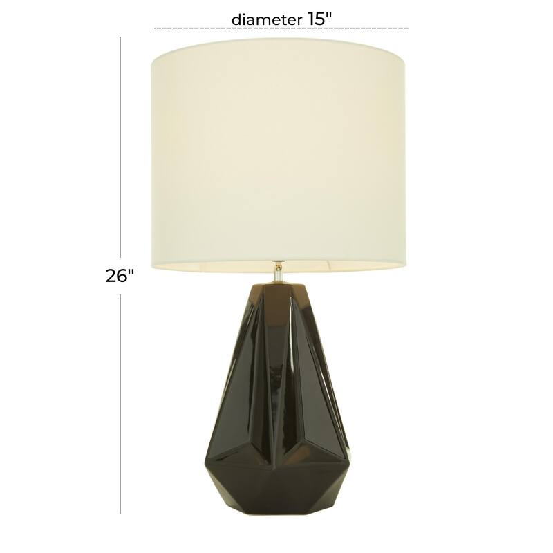 Ceramic Geometric Room Table Lamp - White, Silver, Gold, Black - CosmoLiving by Cosmopolitan