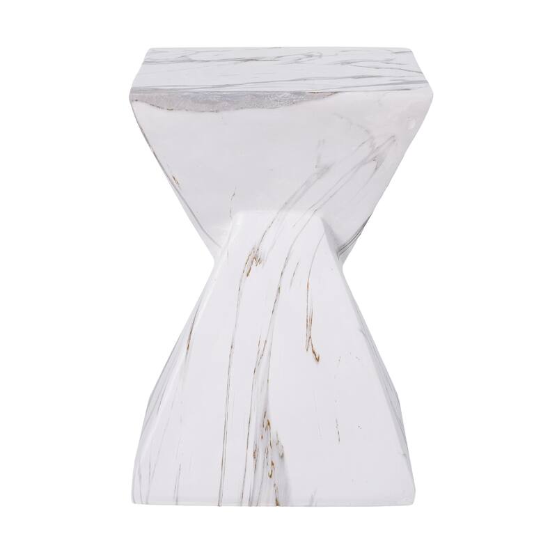 Christopher Knight Home - Modern Indoor/Outdoor 18.5"H Geometric Faux Marble MgO Accent Side Table with Sculptural Fluted Design