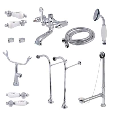 Kingston Brass Vintage Floor Mounted Clawfoot Tub Filler with Built-In