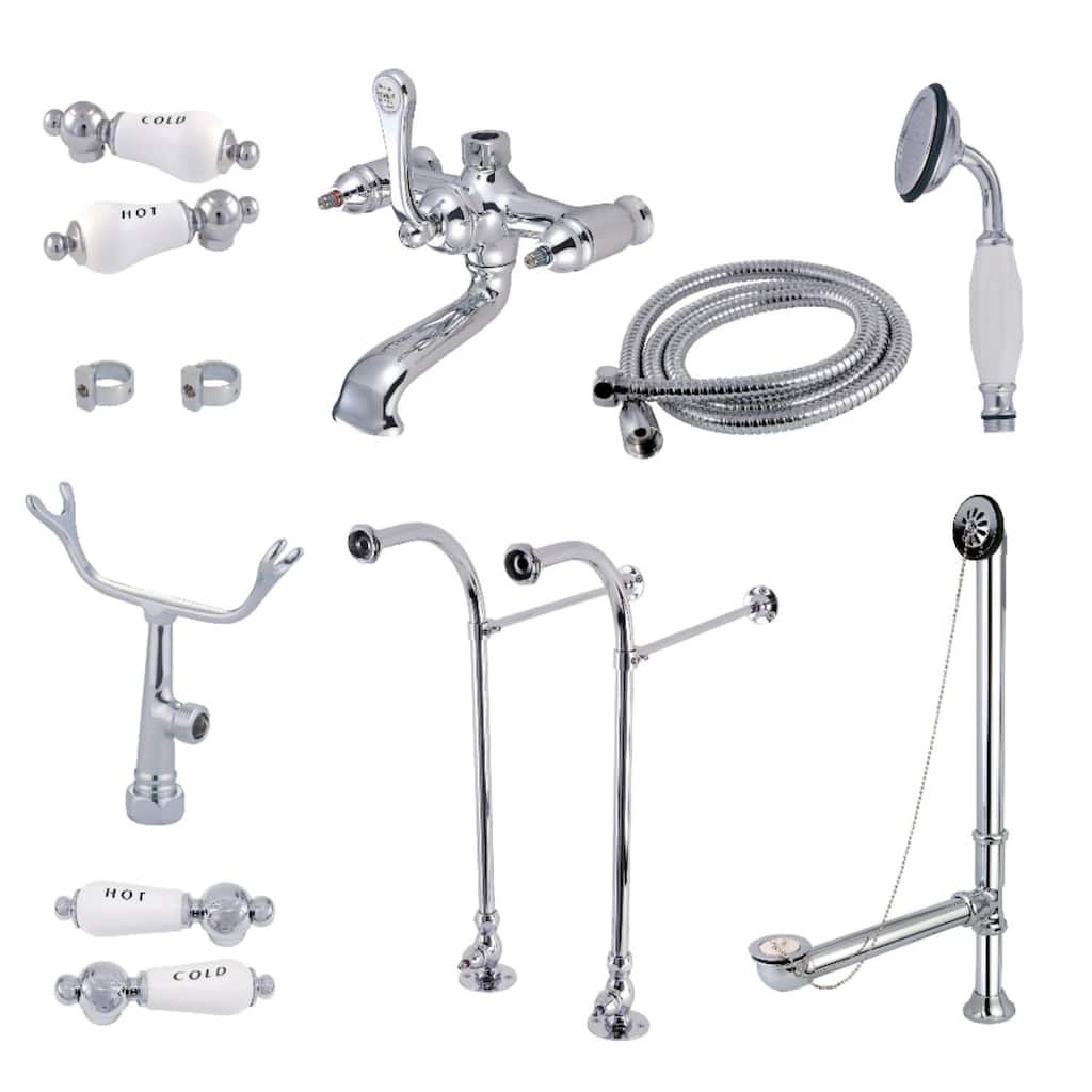 Kingston Brass Vintage Floor Mounted Clawfoot Tub Filler with Built-In