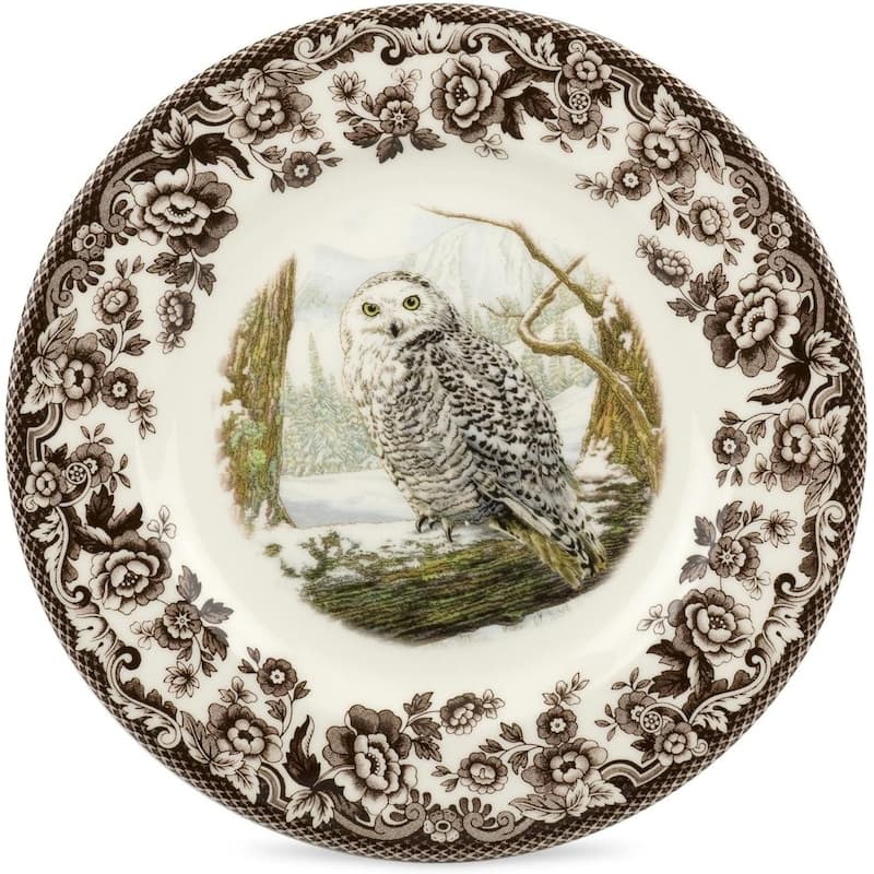Spode Woodland Salad Plate Assorted Animals - 8 Inch - Snowy Owl