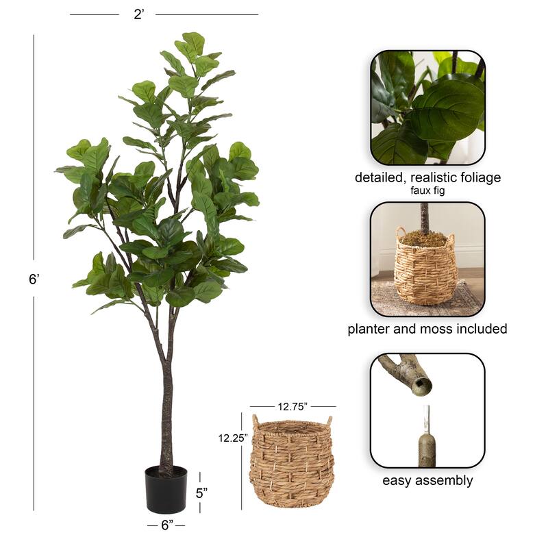 Kate and Laurel Fidmont Faux Fiddle Fig Tree