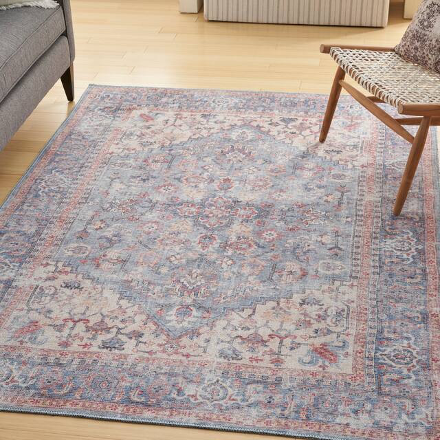 57 Grand by Nicole Curtis Vintage Medallion Machine Washable Area Rug - 6' x 9' - Blue/Multi