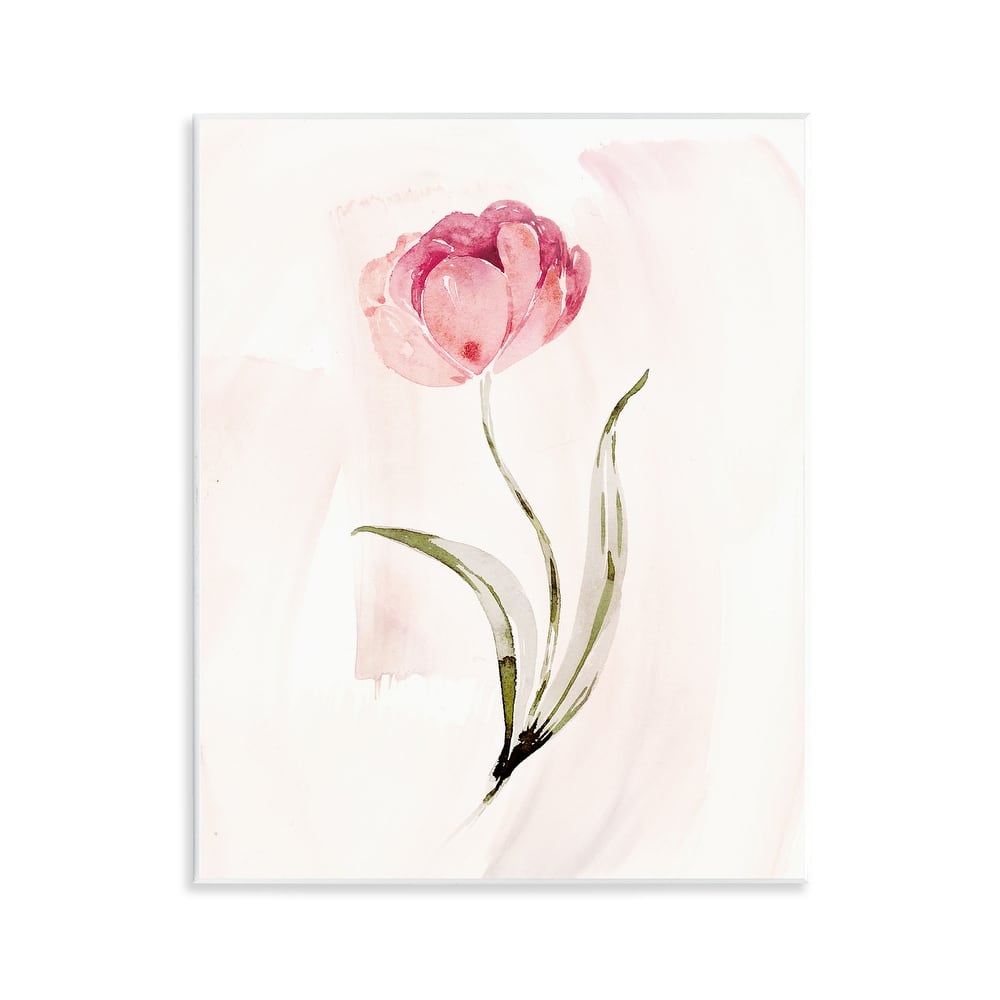 Stupell Pink Blossom with Leaves Wall Plaque Art Design By Kristen Brockmon