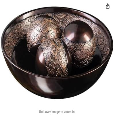 Creative Scents Dublin Brown Decorative Bowl with Orbs Set - Mahogany Brown - Mahogany Brown