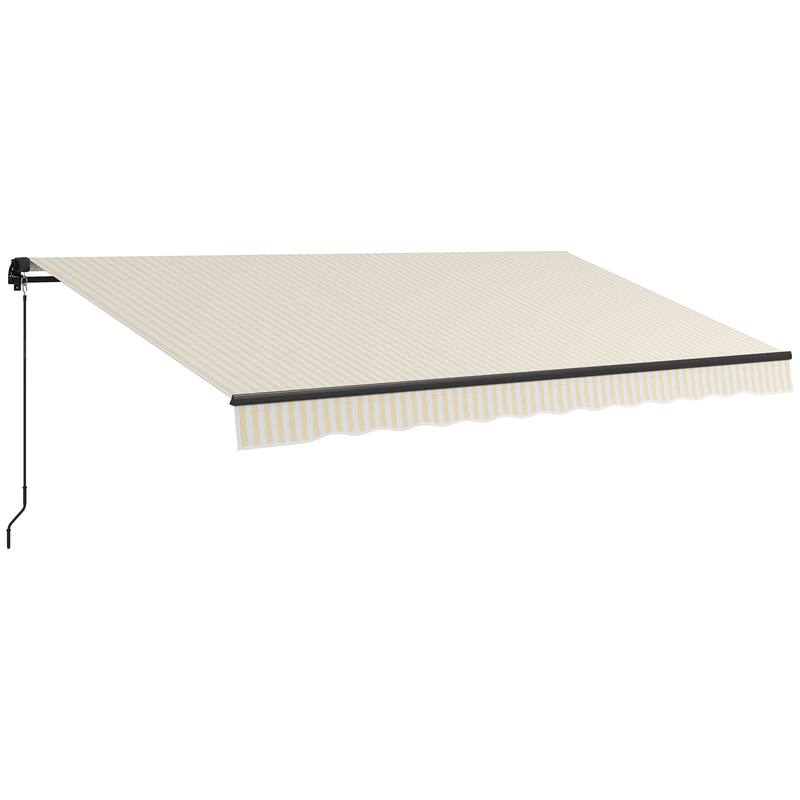 13' x 10' Manual Retractable Patio Awning with UV Resistant Fabric and Aluminum Frame for Outdoor Shade - Beige