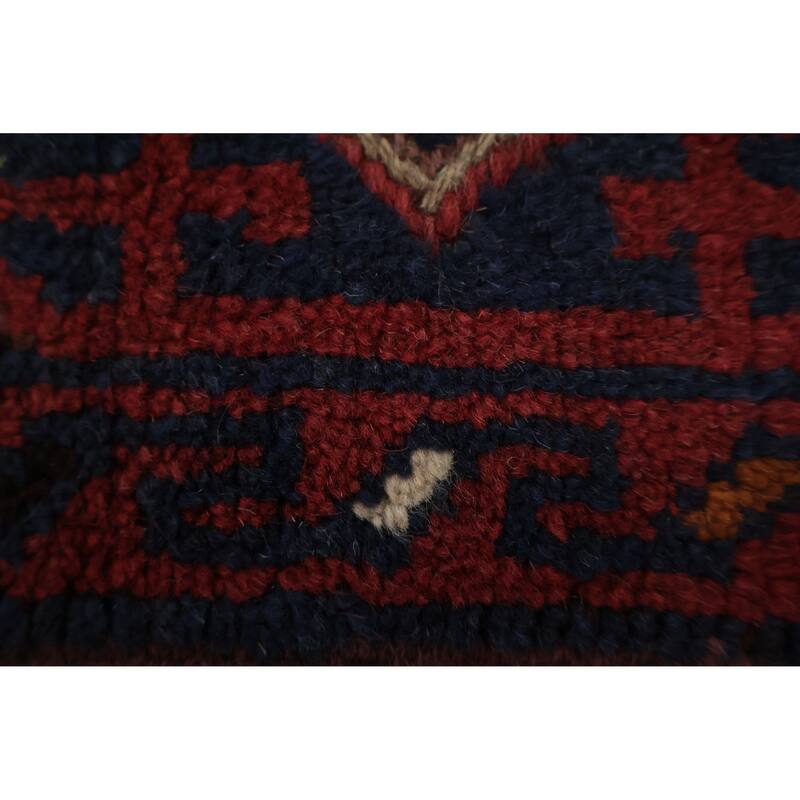 Hand Knotted Oriental 100% Wool Carpet Traditional Tribal Navy Blue & Blues Balouch Runner Rug - 8' 3'' X 2' 1''