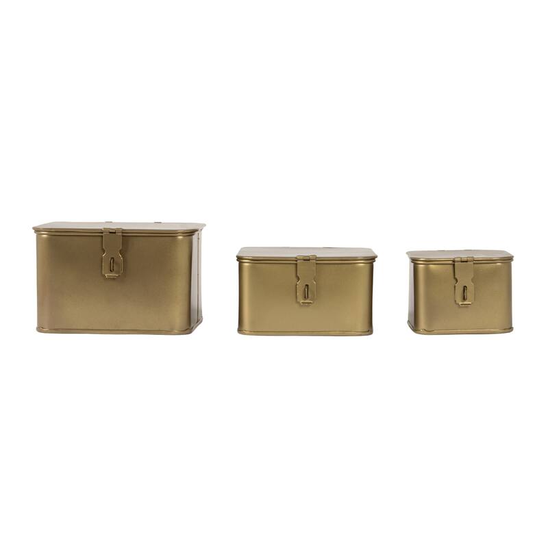 Decorative Metal Boxes with Lid, Set of 3