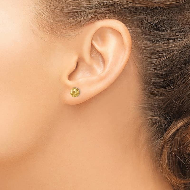 Curata 14k Yellow Gold Polished Open Sparkle Cut 5mm Ball Post Earrings