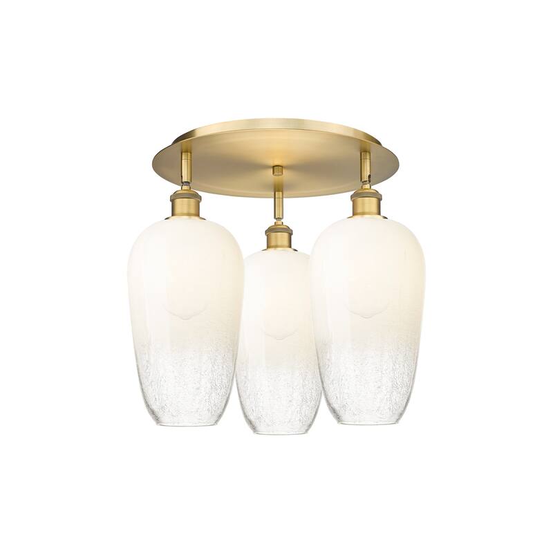 Innovations Lighting Endless Possibilities Ballston - Brookhaven Flute - 3 Light 19" Flush Mount - Brushed Brass/Opal