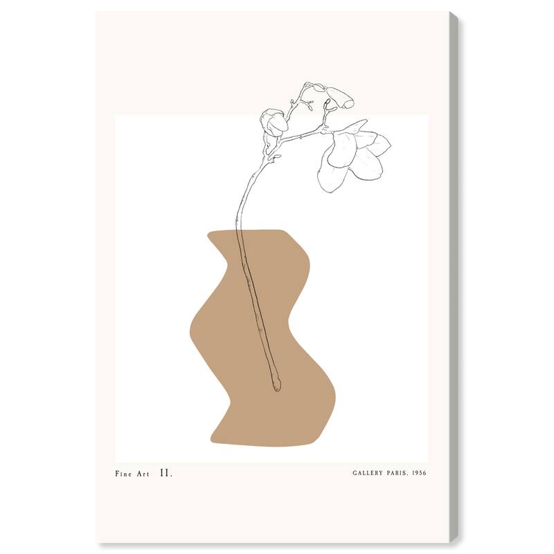 Wynwood Studio Canvas Floral and Botanical Curved Pottery and Flowers Brown and Tan Modern & Contemporary Wall Art Canvas Print