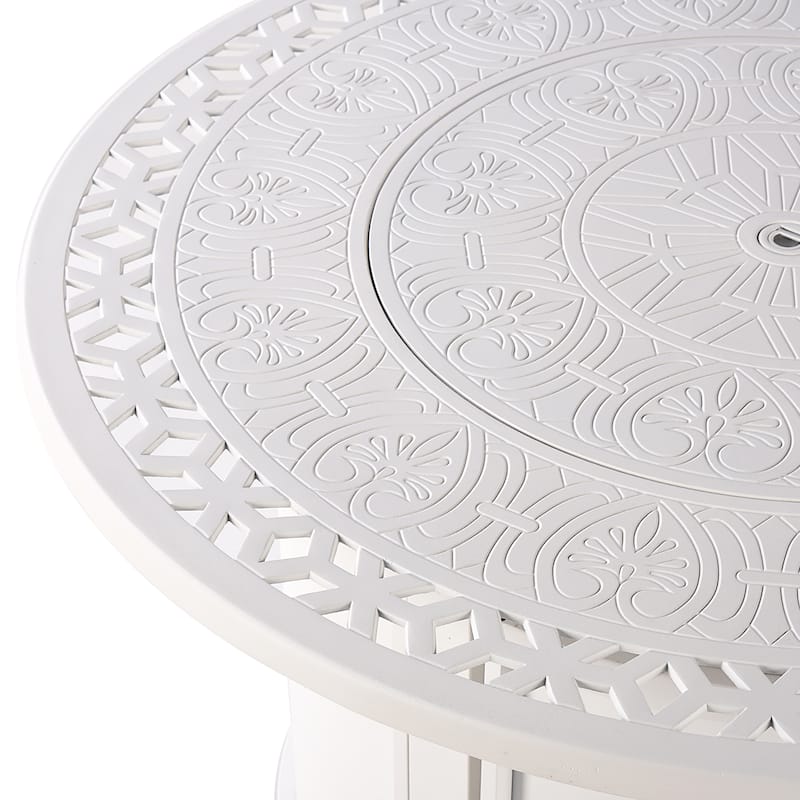 Round 44 in. x 44 in. Aluminum Propane Fire Pit Table with Glass Beads, Two Covers, Lid, 57,000 BTUs - N/A