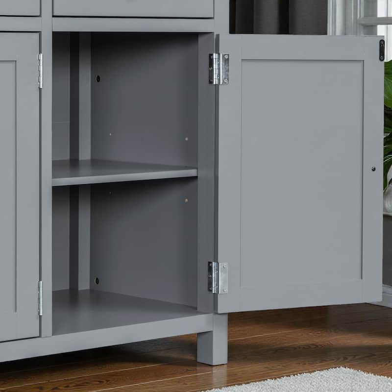 74.8 Inch Farmhouse Kitchen Pantry Cabinet, 53x20 Large Freestanding Storage with Drawers, Door Shelves and Pull-Out Trays